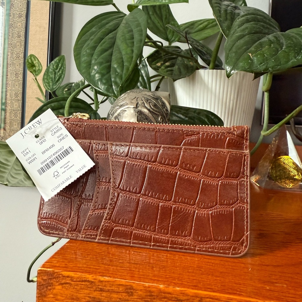 J.Crew Brown Croc Embossed Wallet